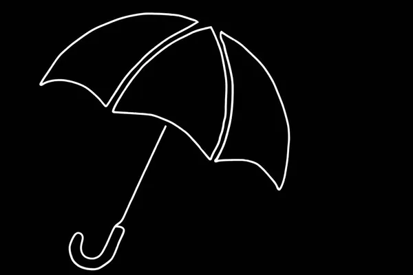 White Umbrella Sign Symbol Drawing Isolated Black Isolated Background — Stock Photo, Image