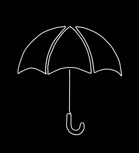 Signo Paraguas Blanco Dibujo Símbolo Aislado Sobre Fondo Negro Aislado — Foto de Stock