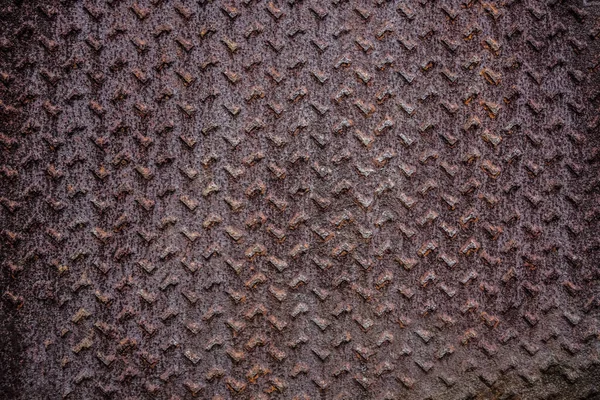 古いシームレスなスチールダイヤモンドプレートのテクスチャ ヴィンテージスタイルで茶色の錆びた質感の背景 錆びた鉄 ダイヤモンドパターン付きの金属床プレート 鋼表面 — ストック写真