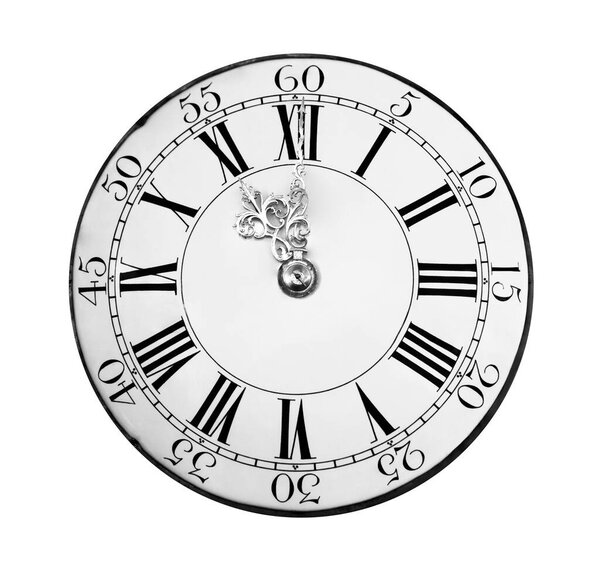 древние золотые часы с крышкой и узором. циферблат с руками. в одиннадцать часов вечера. в одиннадцать часов утра. изолированные на белом фоне.