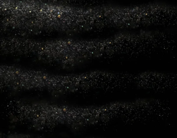 Kolorowy Błyszczący Magiczny Pył Czarnym Tle Cząsteczki Ciemnym Tle Kolorowy — Zdjęcie stockowe