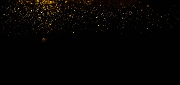 Золотая Блестящая Волшебная Золотая Пыль Черном Фоне Частицы Тёмном Фоне — стоковое фото