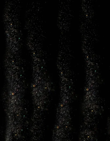 Барвистий Блискучий Магічний Пил Чорному Тлі Частинки Темному Тлі Барвистий — стокове фото