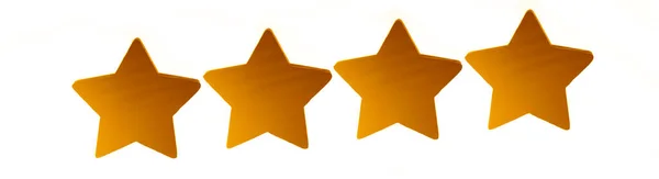 Four Gold Stars Customer Icon Product Rating Review Wooden Golden — Fotografia de Stock