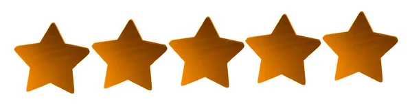 Пять Золотых Звезд Значок Клиента Оценки Продукта Деревянных Золотых Звезд — стоковое фото