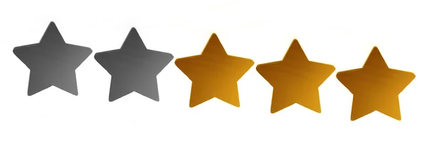 Three Golden Stars Customer Icon Product Rating Review Wooden Golden — Fotografia de Stock