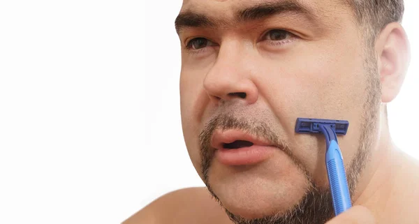 Sağlık Güzelliği Cilt Bakımı Konsepti Erkek Yüz Profilini Kapat Tek — Stok fotoğraf
