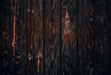 Eski kahverengi ya da kırmızı tahta arka plan. Eskimiş doğal desenli koyu ahşap arka plan yüzeyi. Grunge yüzey kırsal ahşap masa üstü görüntüsü