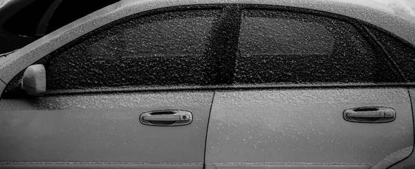 Frozen Car Side Car Snow Close — Stock Photo, Image