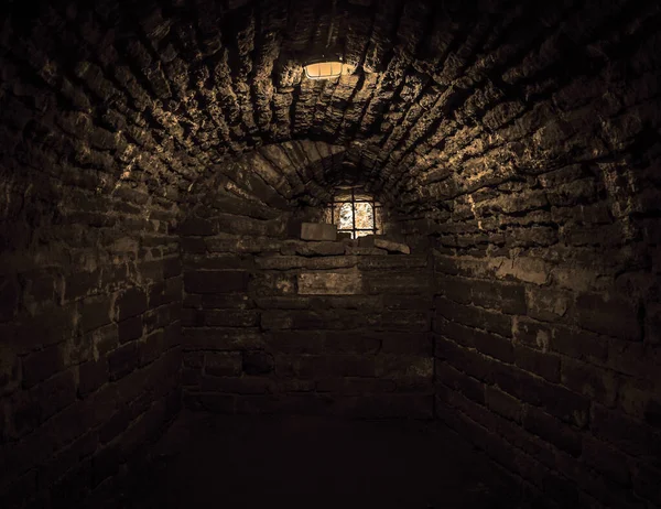Day Light Shining Old Cellar Stone Arch Underground Castle Old — Stock Photo, Image