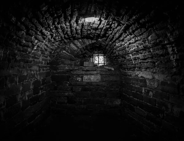 Day Light Shining Old Cellar Stone Arch Underground Castle Old — Stock Photo, Image