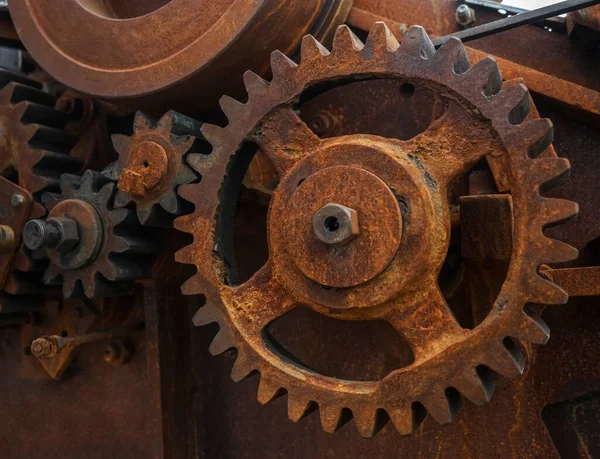 Detailní Pohled Staré Rezavé Průmyslové Vybavení Mechanické Pozadí Stará Mechanická — Stock fotografie