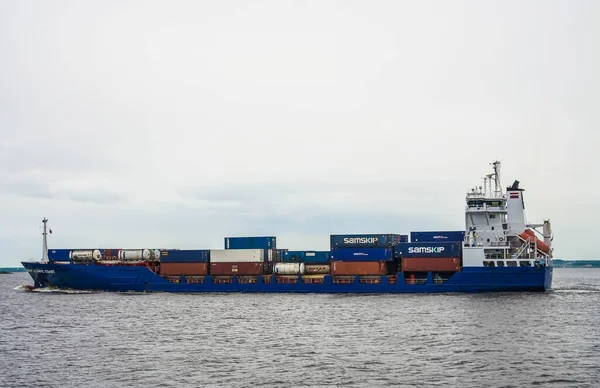 Kronstadt Obwód Leningradzki Maj 2021 Duży Statek Towarowy Vilnia Maersk — Zdjęcie stockowe