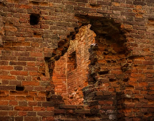 Soyut Harabeler Eski Tuğla Duvarlar Görüntüyü Kapat Kırık Camlı Terk — Stok fotoğraf