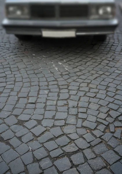 Old American Car Street Old Cobblestones Saint Petersburg Russian Federation — Stock Photo, Image