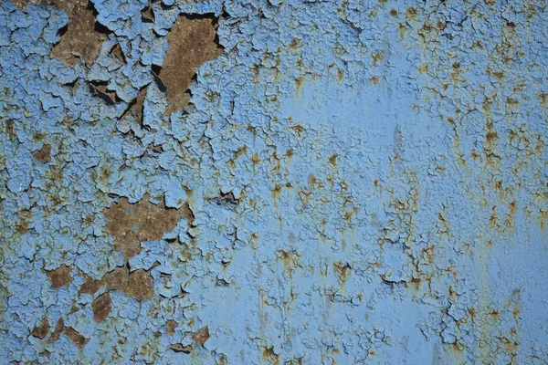 Óxido Sobre Placa Acero Pintada Azul Fondo Textura Metal Oxidado — Foto de Stock