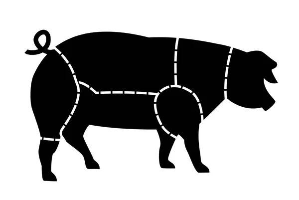 白を基調としたカットスキームを持つ豚のシルエット — ストック写真
