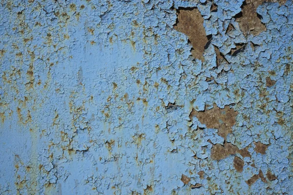 Çelik Plaka Üzerindeki Pas Maviye Boyanmış Mavi Paslı Metal Doku — Stok fotoğraf