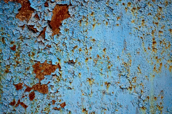 Rost Auf Blau Lackierter Stahlplatte Blauer Rostiger Metallhintergrund — Stockfoto