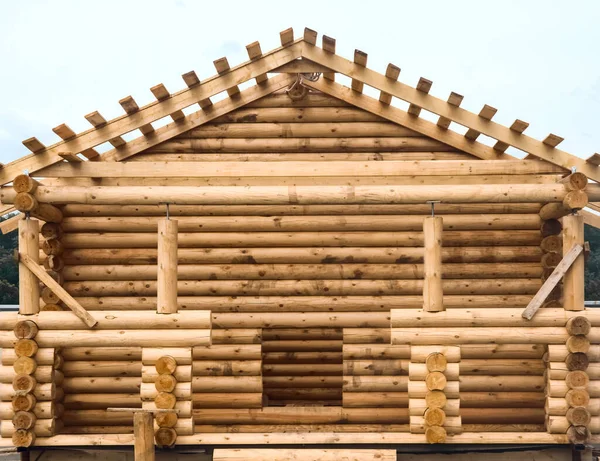 Новий Житловий Будинок Будівництва Дерев Яна Будівля Літній Час Росія — стокове фото