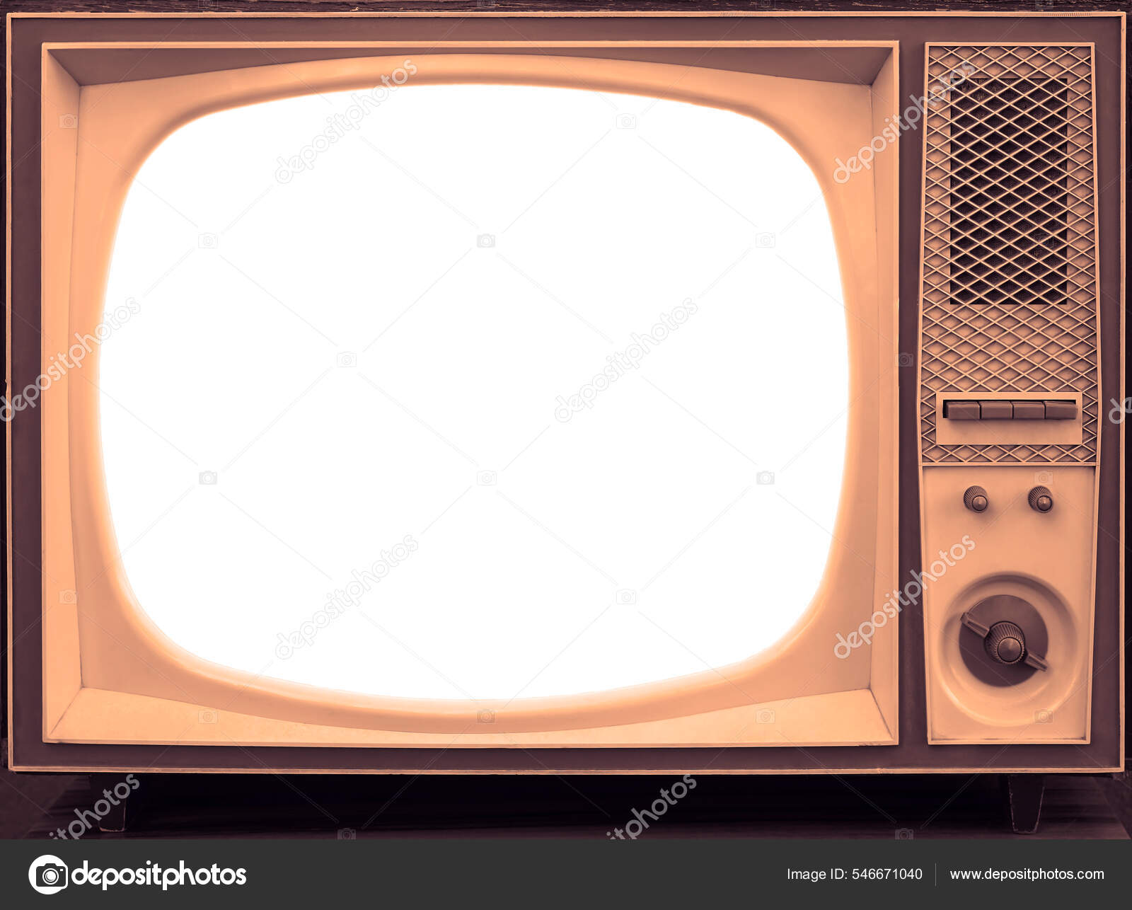 Televisión Retro Realista Burla Blanca Pantalla Pequeña Vieja Con Espacio:  fotografía de stock © borjomi88 #546671040