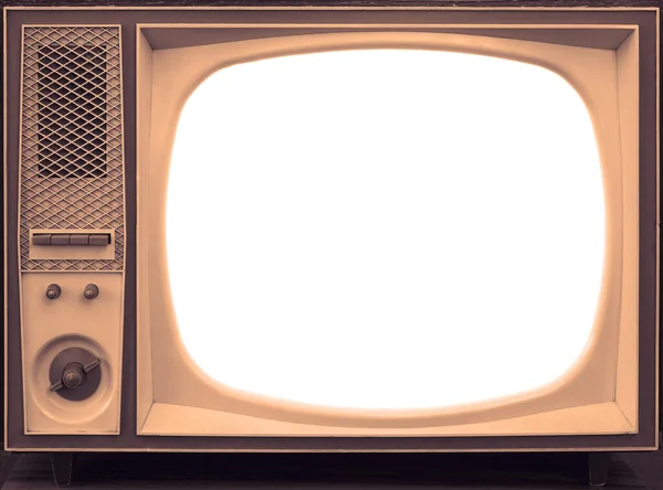 Realistisches Retro Fernsehen Weiße Attrappe Auf Alter Fernseher Kleiner Bildschirm — Stockfoto