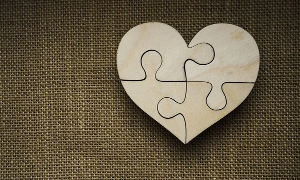 Happy Valentines Day Idee Komplette Hölzerne Herz Puzzle — Stockfoto