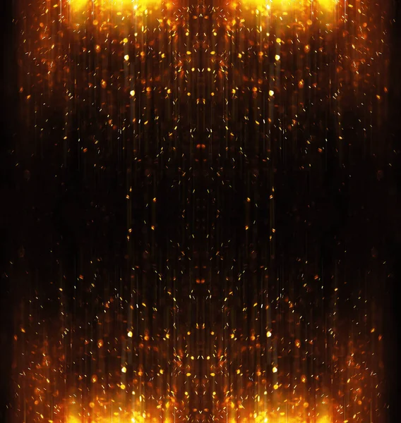 Festliche Goldene Leuchtenden Hintergrund Mit Bunten Lichtern Bokeh Abstrakte Leuchtende — Stockfoto