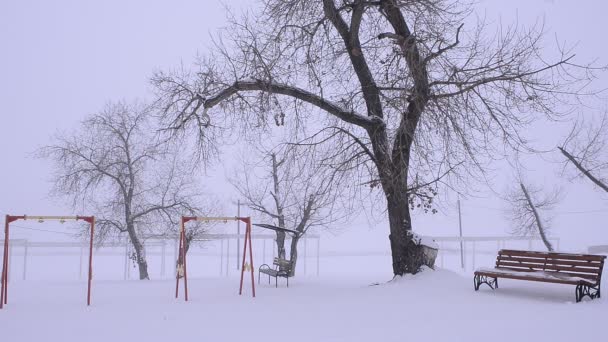 Spiaggia cittadina nella stagione invernale innevata — Video Stock