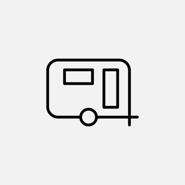 Caravana Concepto Diseño Icono Línea Campista — Vector de stock