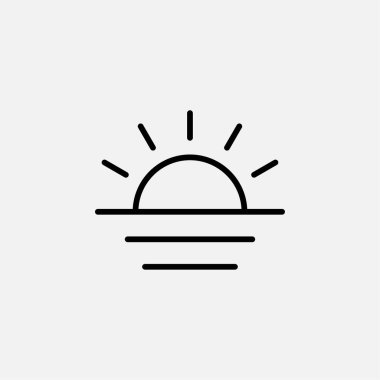 Güneş, günbatımı, gündoğumu çizgi simgesi tasarımı konsepti 