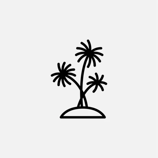 Παραλία Καρύδα Δέντρο Νησί Γραμμή Εικονίδιο Έννοια Σχεδιασμού — Διανυσματικό Αρχείο