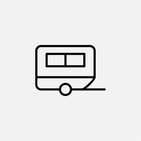 Caravana Concepto Diseño Icono Línea Campista — Vector de stock