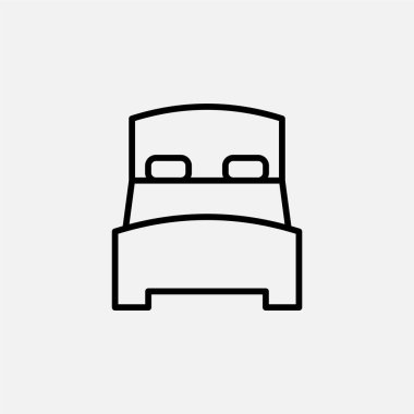 Yatak, uyku, dinlenme hattı ikonu, vektör, illüstrasyon, logo şablonu. Pek çok amaca uygun..