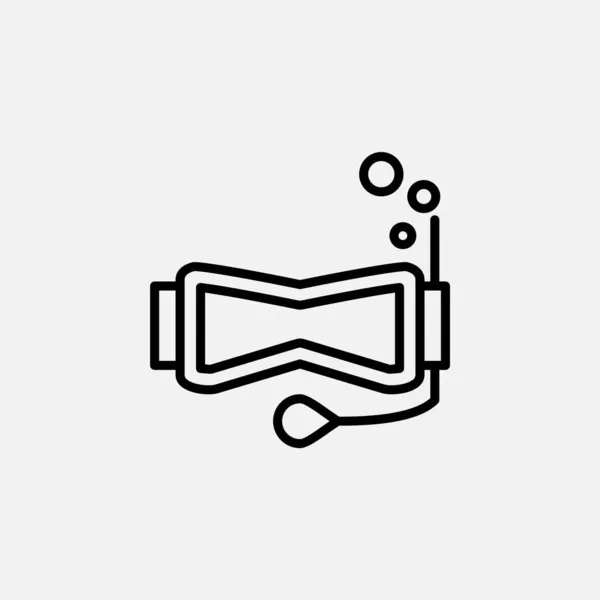 Tuba Masque Plongée Icône Ligne Maillot Bain Vecteur Illustration Modèle — Image vectorielle