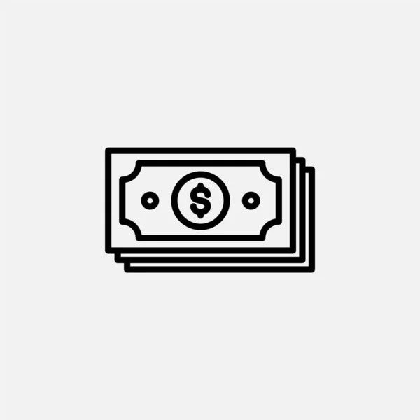 Geld Dollar Cash Line Icon Vektor Illustration Logovorlage Für Viele — Stockvektor
