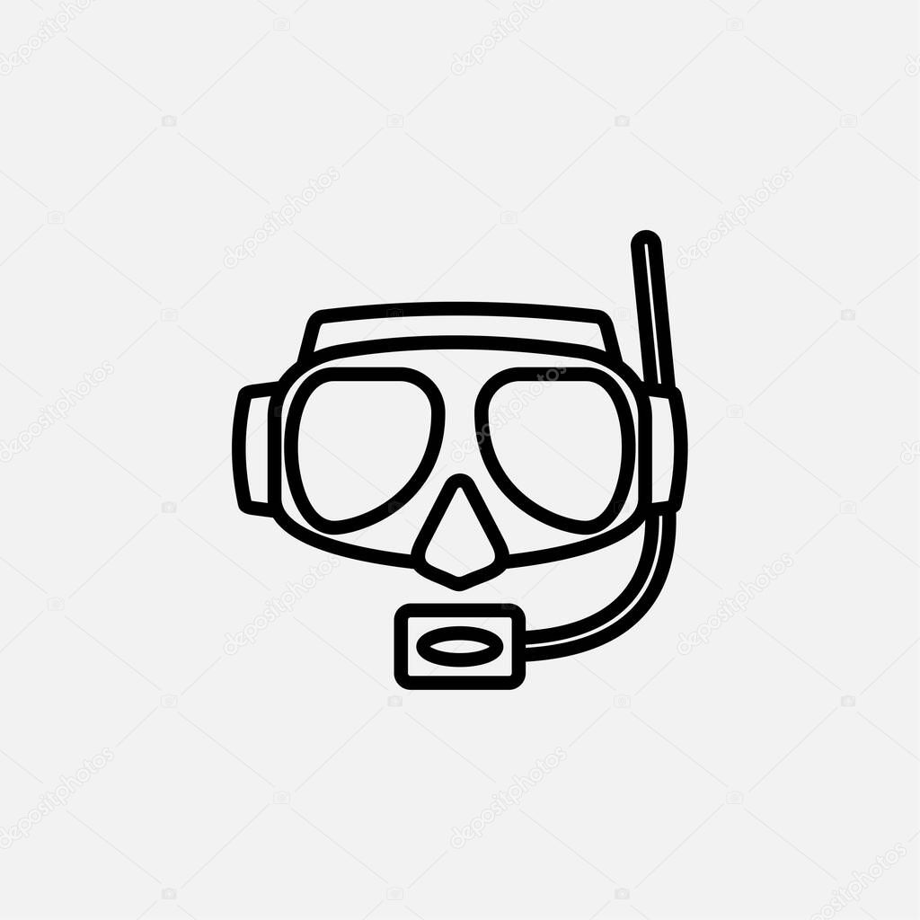 Snorkel, diving mask, swimwear line icon, vector, illustration, logo template. Suitable for many purposes.
