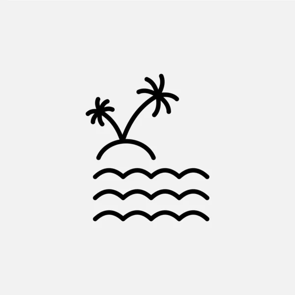Plaj Deniz Ada Okyanus Çizgisi Ikonu Vektör Çizim Logo Şablonu — Stok Vektör