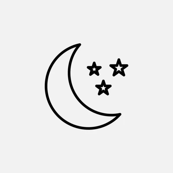 Moon Stars Night Line Icon Vector Illustration Logo Template Suitable — Stock Vector