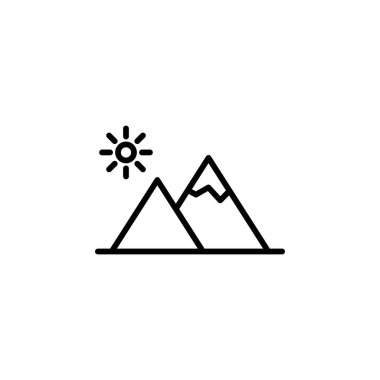 Mountain, Hill, Mount, Peak Line Simgesi, Vector, Illustration, Logo Şablonu. Birçok Amaç İçin Uygun.
