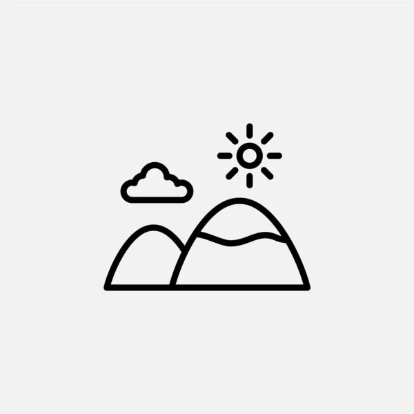 Montanha Colina Monte Ícone Linha Pico Vetor Ilustração Modelo Logotipo — Vetor de Stock