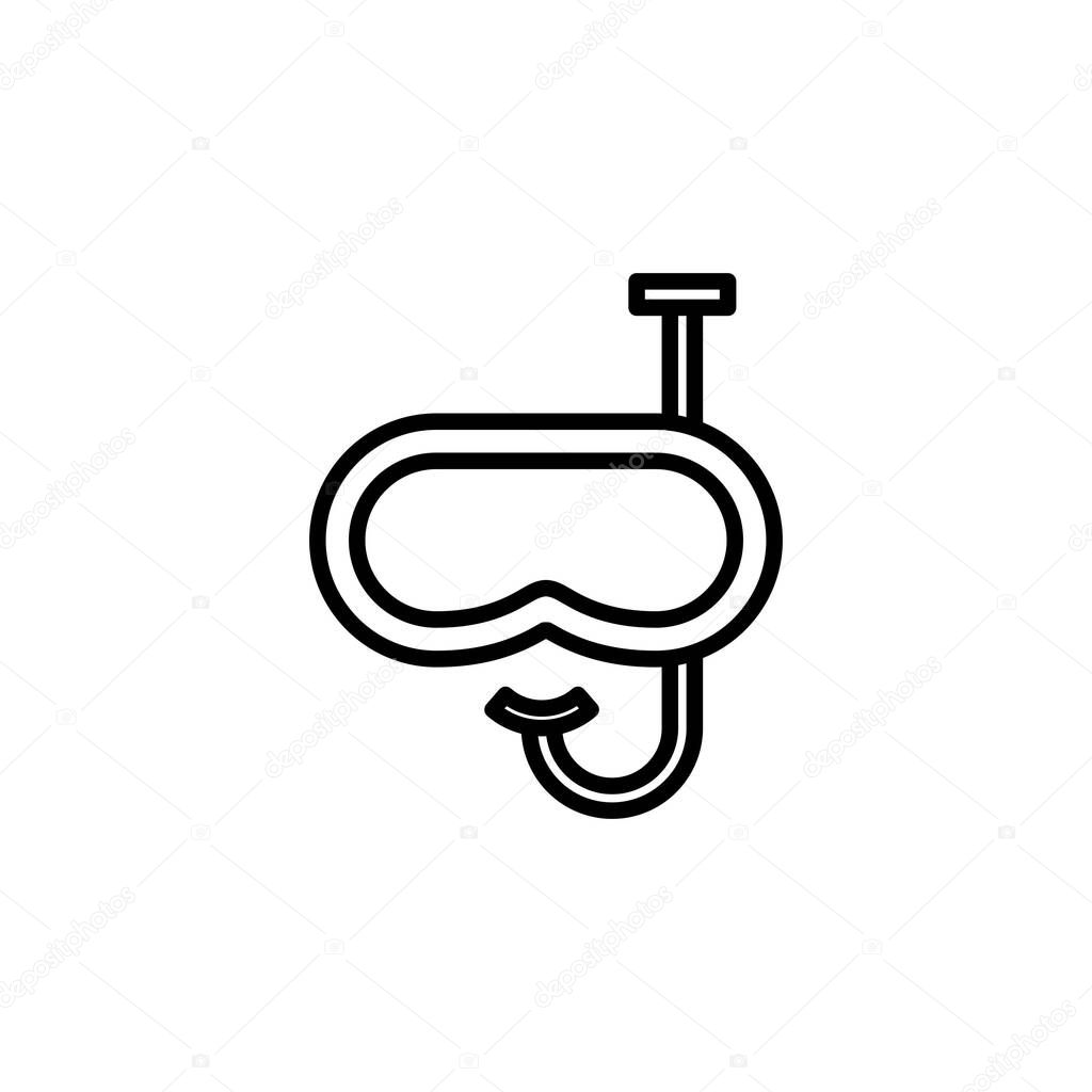 Diving, Mask, Snorkel, Swimwear, Snorkelling, Scuba, Diver, Goggles Line Icon, Vector, Illustration, Logo Template. Suitable For Many Purposes.