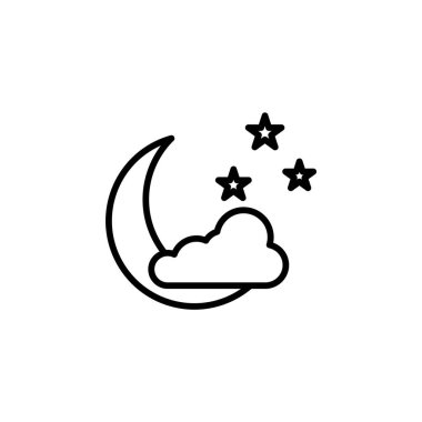 Moon, Night, Moonlight, Midnight Line Icon, Vector, Illustration, Logo Şablonu. Birçok Amaç İçin Uygun.