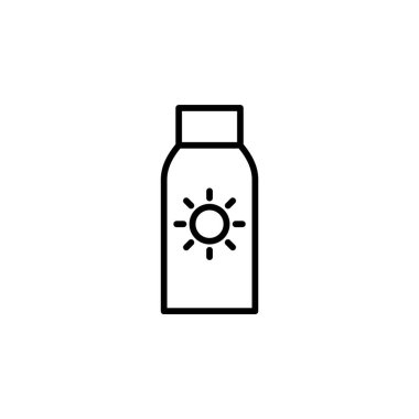 Güneş kremi, güneş kremi, losyon, yaz hattı ikonu, vektör, illüstrasyon, logo şablonu. Birçok Amaç İçin Uygun.