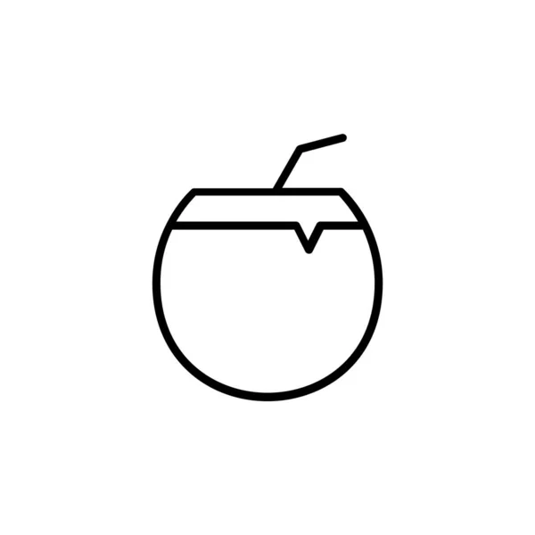 Coconut Drink Juice Line Icon Vector Illustration Logo Template Suitable — Stock Vector