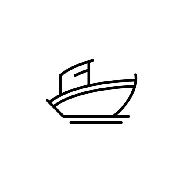 Nave Barca Icona Della Linea Della Barca Vela Vettore Illustrazione — Vettoriale Stock