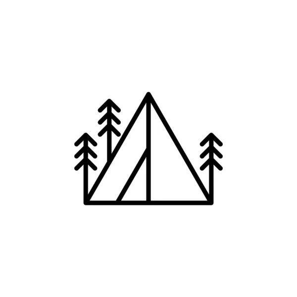 Campamento Tienda Camping Icono Línea Viaje Vector Ilustración Plantilla Logotipo — Vector de stock