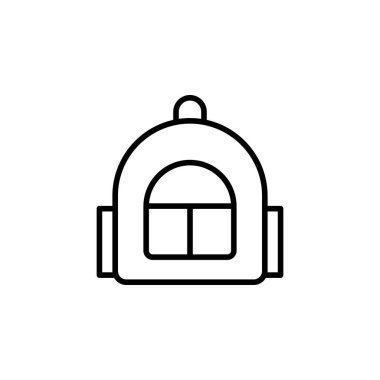 Sırt çantası, Okul Hattı Simgesi, Vektör, İllüstrasyon, Logo Şablonu. Birçok Amaç İçin Uygun.