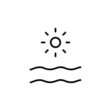 Okyanus, Su, Nehir, Deniz Hat Simgesi, Vektör, Resim, Logo Şablonu. Birçok Amaç İçin Uygun.