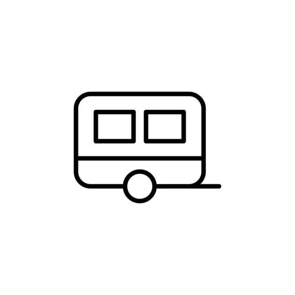 Caravana Camper Ícone Linha Viagem Vetor Ilustração Modelo Logotipo Adequado —  Vetores de Stock